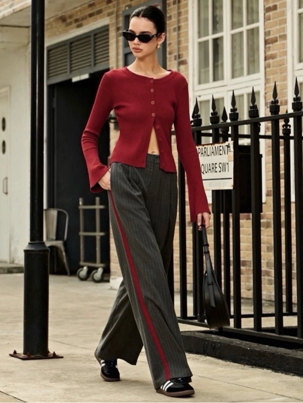 H&M Divided Pinstripe Wide Leg Track Pants Size XS